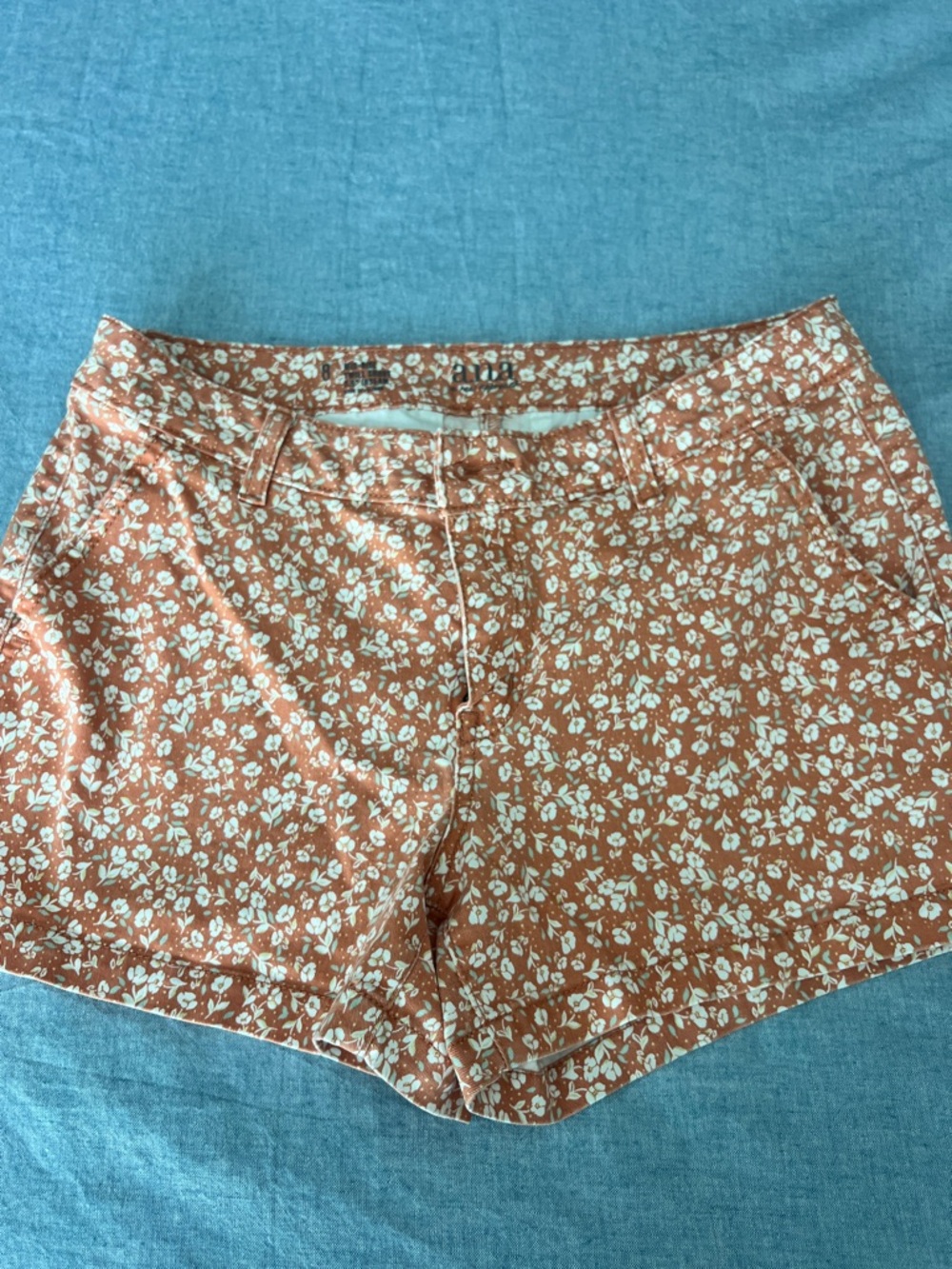 A.n.a. Mid rise Orange Floral Bermuda Shorts
